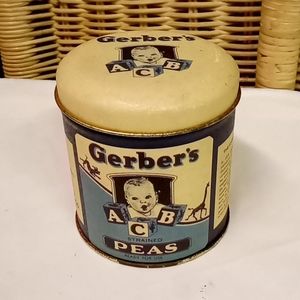 Vintage Bristolware Gerber's Peas Tin Metal Can Gift or Storage